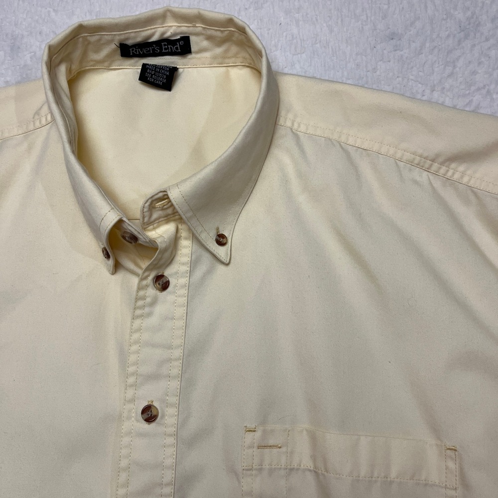 River's End Button Down Mens XXL Butter Yellow Long Sleeve Shirt Casual Solid
